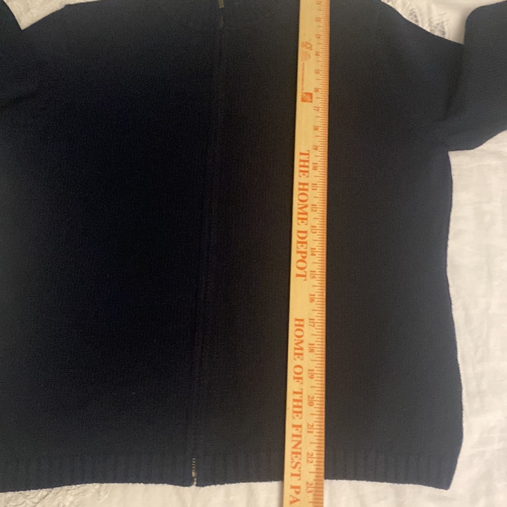 LL Bean Navy Blue Chunky Cable Knit Cardigan zipper Sweater 100% Cotton Size M - Picture 8 of 10
